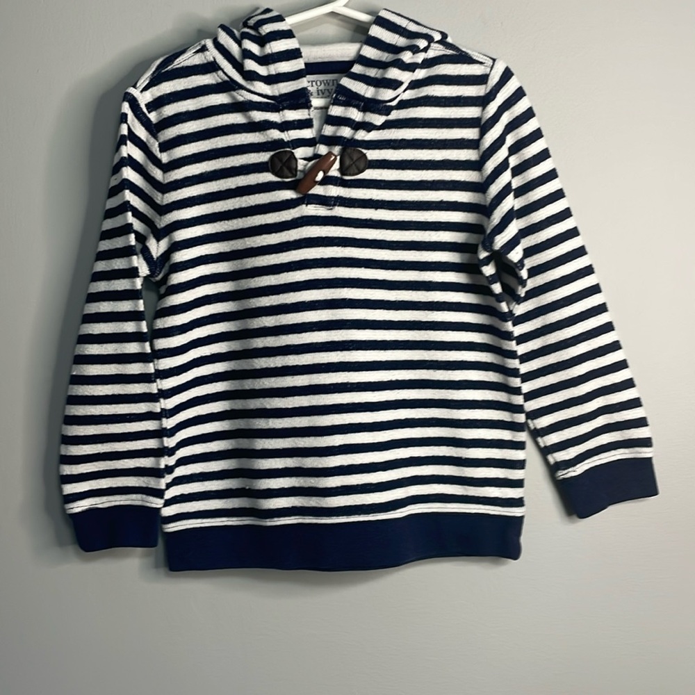 Crown and Ivy Kid Blue and White Terry Cloth Hoodie Size 5Year